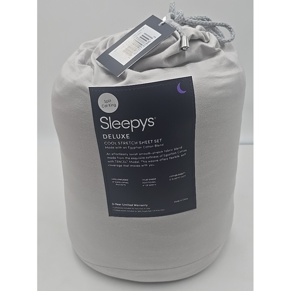 NWT SLEEPY Deluxe Stretch Sheet Set Egyptian Cotton Split Cal King Dove Grey